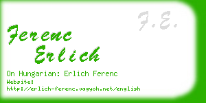 ferenc erlich business card